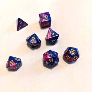 Polyhedral Dice Set for D&D Tabletop Role Playing Games Blue and Purple Swirl